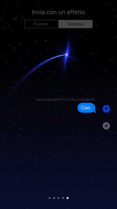 iOS10 e iPhone - Come inviare i messaggi con gli effetti speciali schermo stella cadente